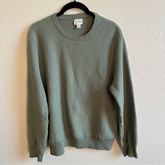 J. Crew Men's Cotton Silk Sage Crewneck Knit Sweater Medium - Picture 3 of 9